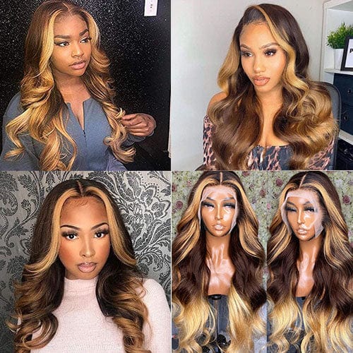 34inch transparent hd ombre honey blond curly lace front wig virgin human hair wig ombre brown honey blonde wig