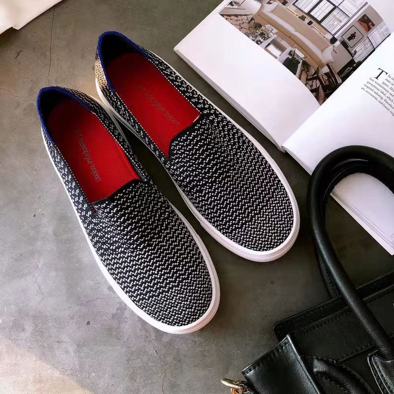 35 / 12 TX Loafers woven women's shoes knitted round toe casual flat shoes