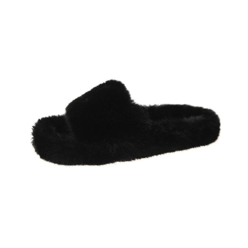 35 / 3 Fuzzy Comfortable slides furry slippers Spa House Slippers for ladies, Cozy Thongs Slip On Flip Flops Women Faux Fur Slipper