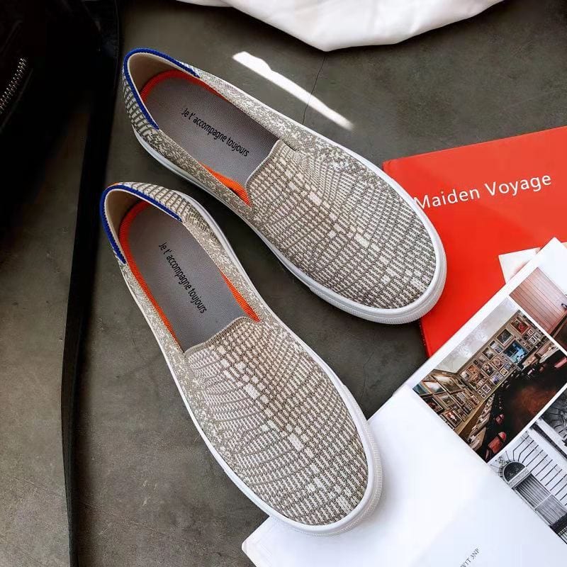 35 / 4 TX Loafers woven women's shoes knitted round toe casual flat shoes