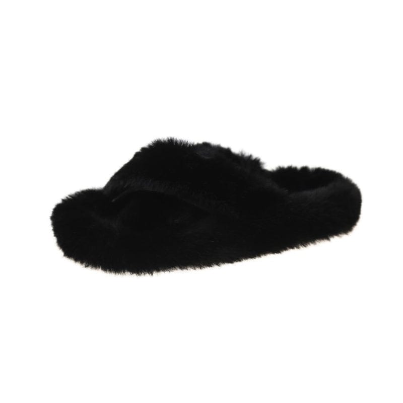 35 / 9 Fuzzy Comfortable slides furry slippers Spa House Slippers for ladies, Cozy Thongs Slip On Flip Flops Women Faux Fur Slipper