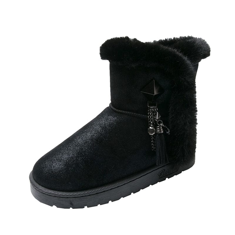 35 / Black Dropshipping Wholesale Brand Design Winter Snow Boot Artificial Genuine Sheep Wool Snow Boots