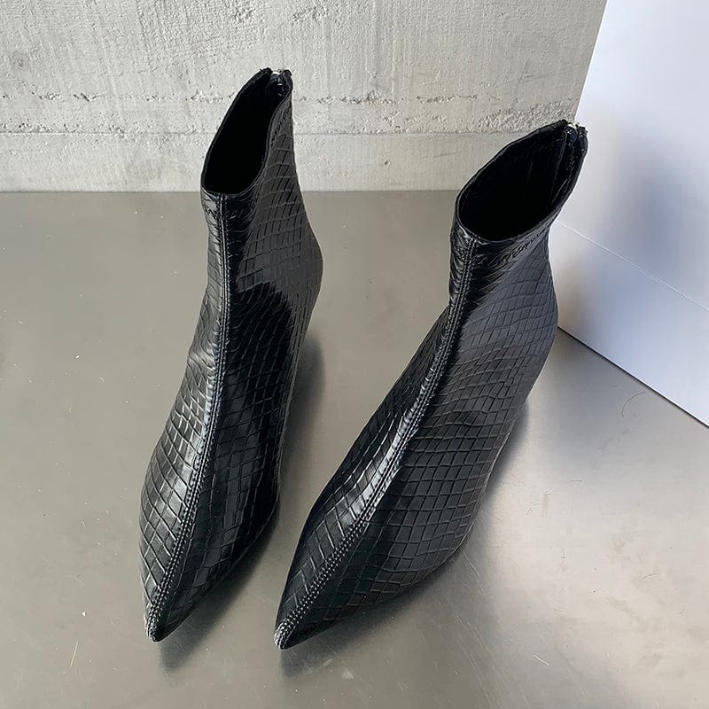 35 / Black Fashion Solid PU Pointed Toe 2023 New Thin High Heel Ankle Zippers Spring Autumn Boots Office Lady Career 35-39 Women Shoes