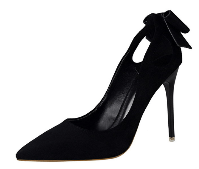 35 / Black Latest Suede Women Office Shoes 10 CM High Heel Pointed Stilettos Shoes Trendy Bow Designer Women's Pumps