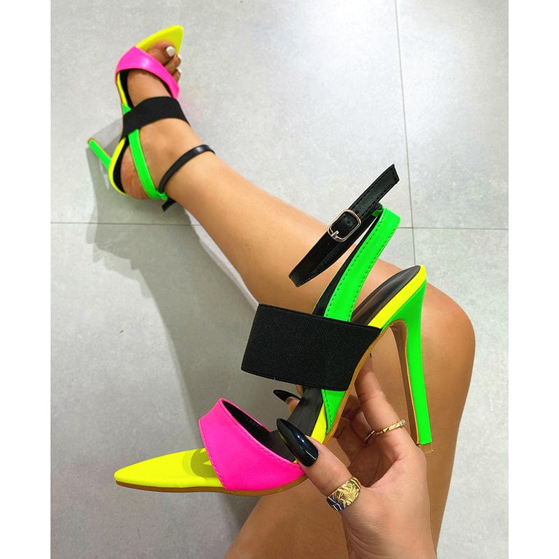 35 / Colour Summer New Ankle Strap Colour Sandal 2023 Stiletto High Heel Shoes Roman Wedding Stripper Modern GLADIATOR 35-42 Women Sandals