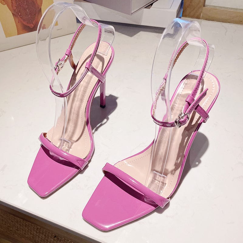 35 / Purple Summer New Ankle Strap High Heels 2023 Sandals Square head Buckle Strap Party Female Shoes Sandalias mujer 35-41 Women's Shoes