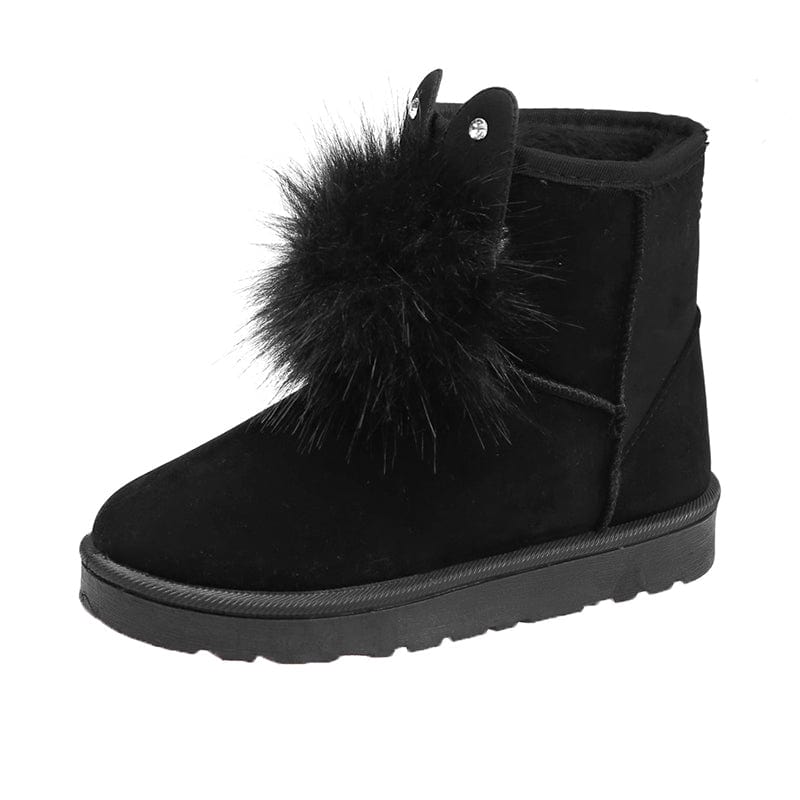 36 / Black Dropshipping women Winter shoes wholesale lovely girls snow boots custom TPR outsole ankle winter boots