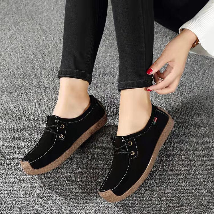 36 / Black Women Flats Summer Genuine Leather Shoes With Low Heels Slip On Casual Flat Shoes Women Loafers Soft Nurse Ballerina Shoes