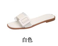 36 / White Simple transparent button with flat slippers sandals zj5555