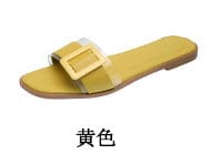 36 / Yellow Simple transparent button with flat slippers sandals zj5555