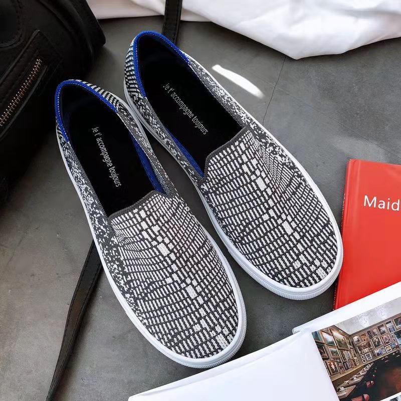 37 / 5 TX Loafers woven women's shoes knitted round toe casual flat shoes