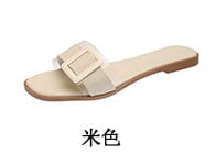 37 / Beige Simple transparent button with flat slippers sandals zj5555