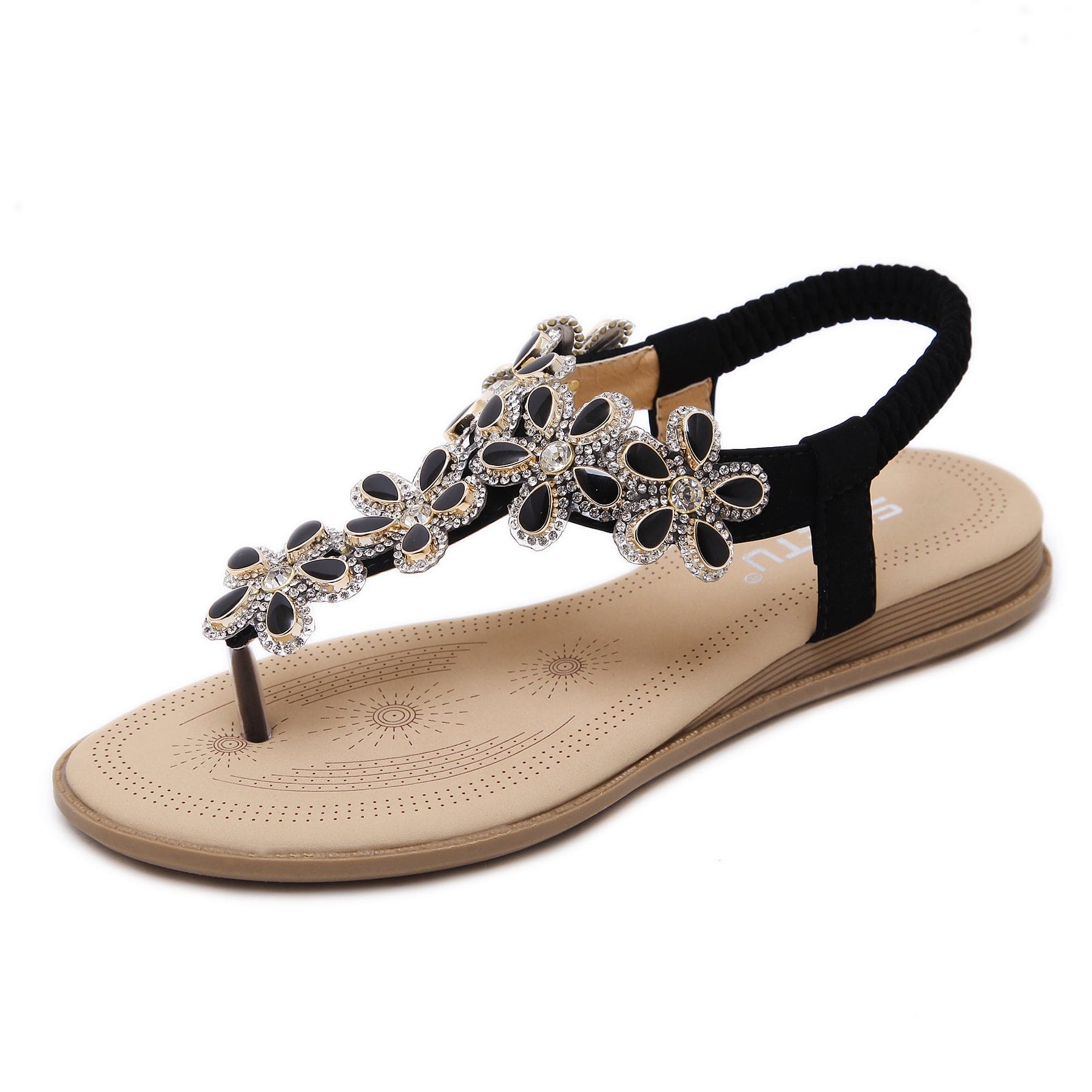 37 / Black Dropshipping shoes Trendy Women String Bead Beach Sandals Casual Summer Sandals For Ladies