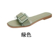 37 / Green Simple transparent button with flat slippers sandals zj5555