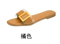 37 / Orange Simple transparent button with flat slippers sandals zj5555