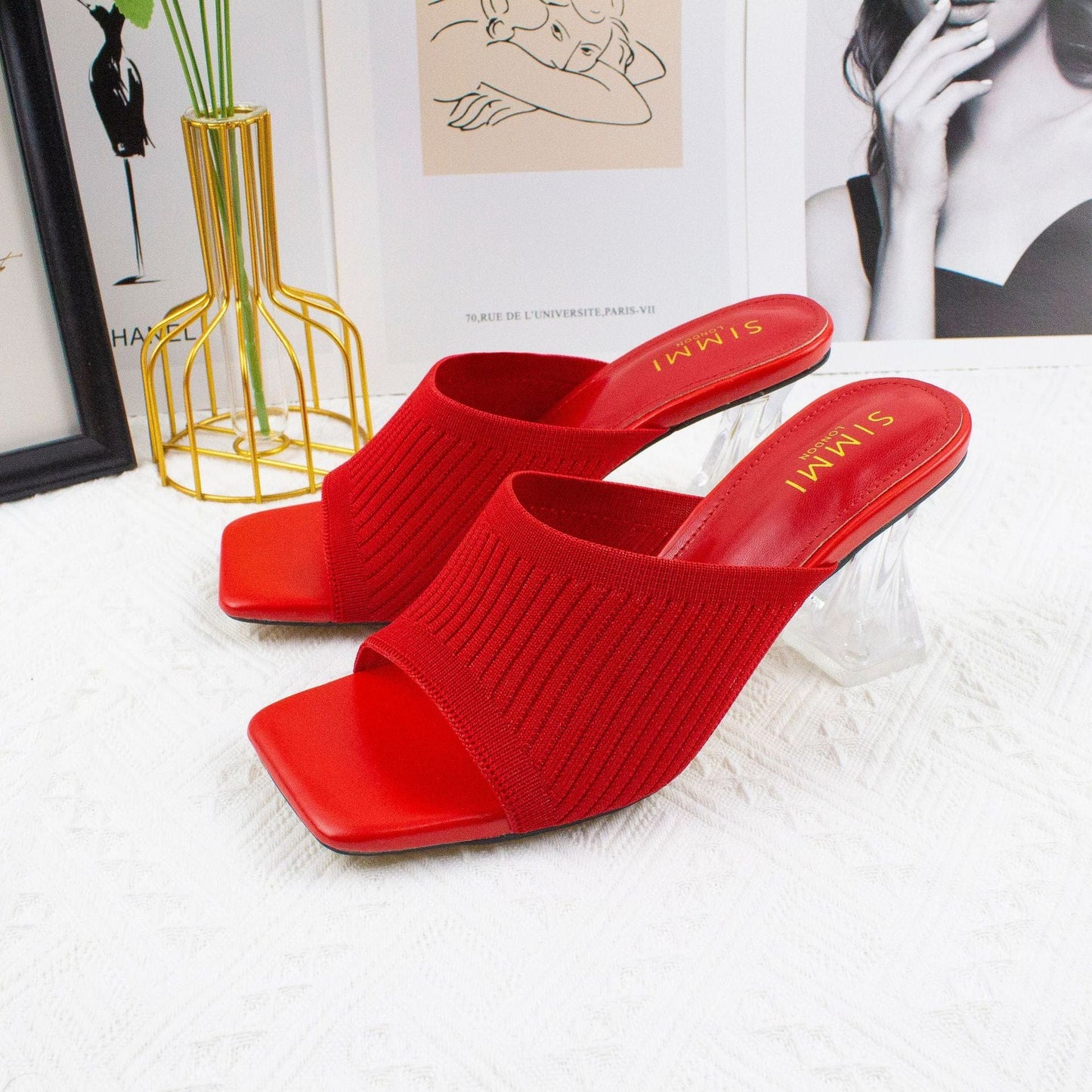 37 / Red TX Summer New High Heel Sandals Sexy Ladies Transparent High Heels girl woman sandal