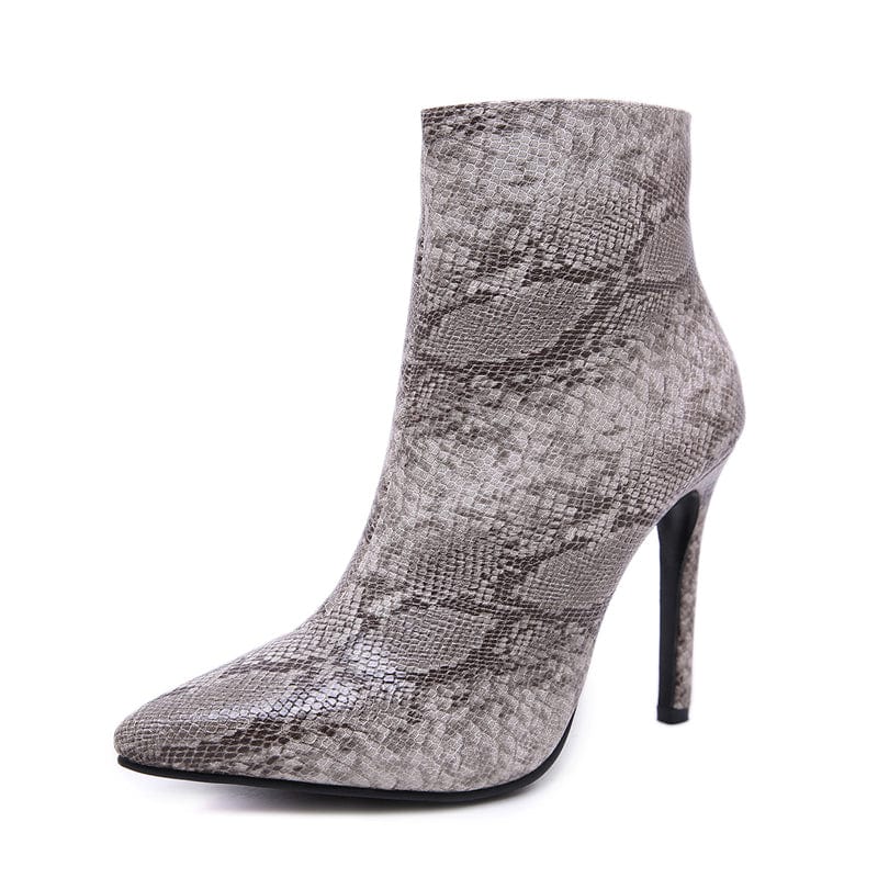 38 / Black Dropshipping Amazon hot sell sexy ankle boots Fashion snake print pointed Toe women high heel boots