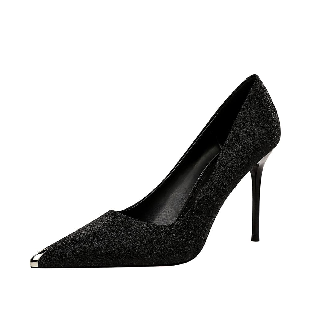 38 / Black Dropshipping shoes High Quality Sexy metal high heels Pointed Toe Pumps wedding shoes Ladies Dress Shoes