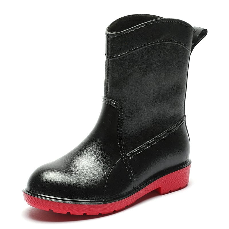 38 / Black &RED TX Fashion mid-tube women's overshoes outer wear women's water ladies rain boots