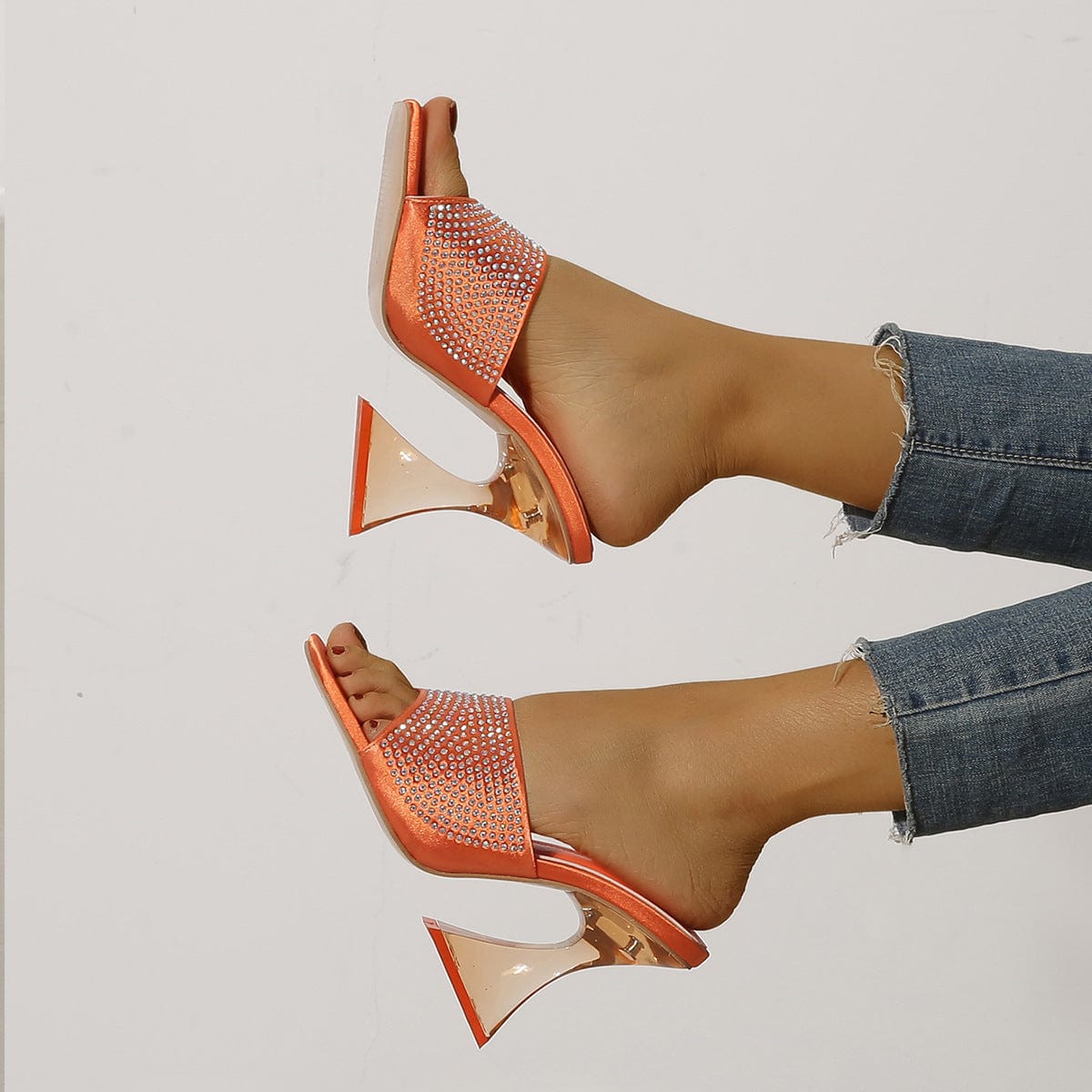 38 / Orange TX new arrivals High quality fashion Pointed orange high heel sandal  womans girls shoes