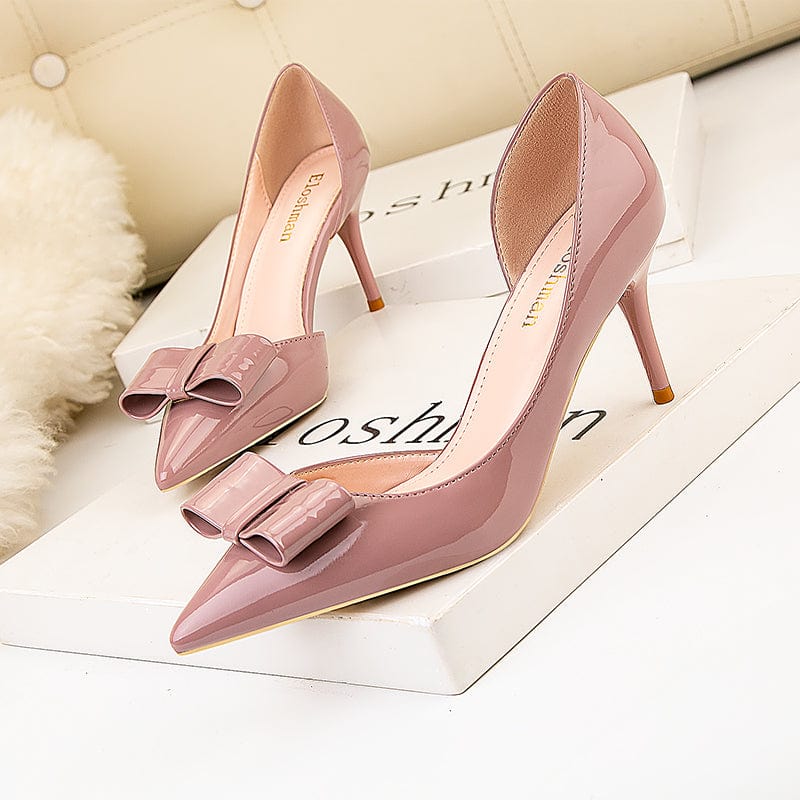 38 / Purple Dropshipping fashion trend pumps heel shoes 7cm women shoes bow design thin heel women's pumps