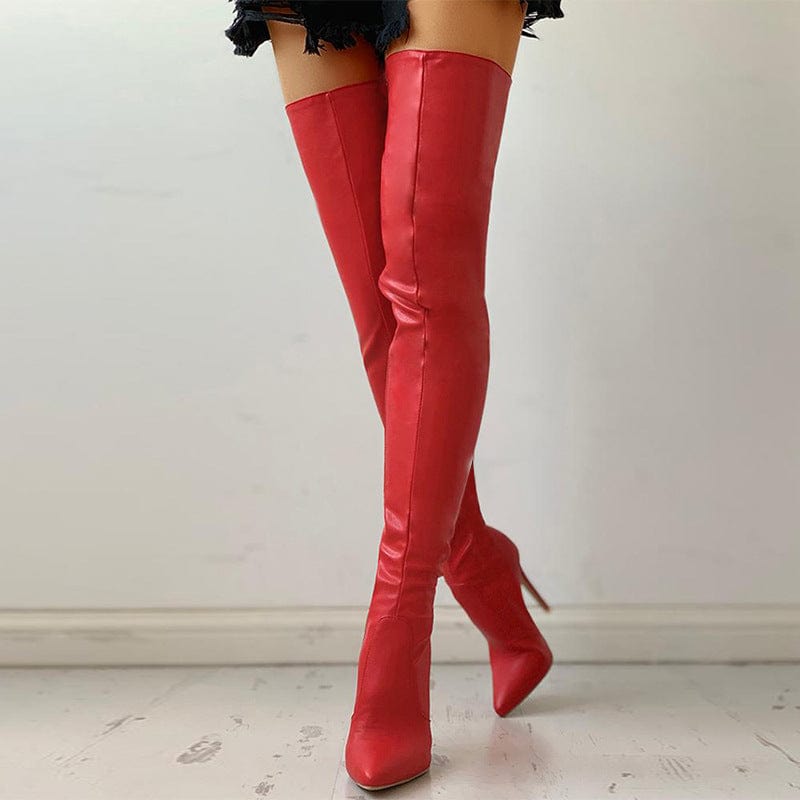 38 / Red PDEP 2022 new arrival of ladies knee high boots black zip up high heel sexy boots for women