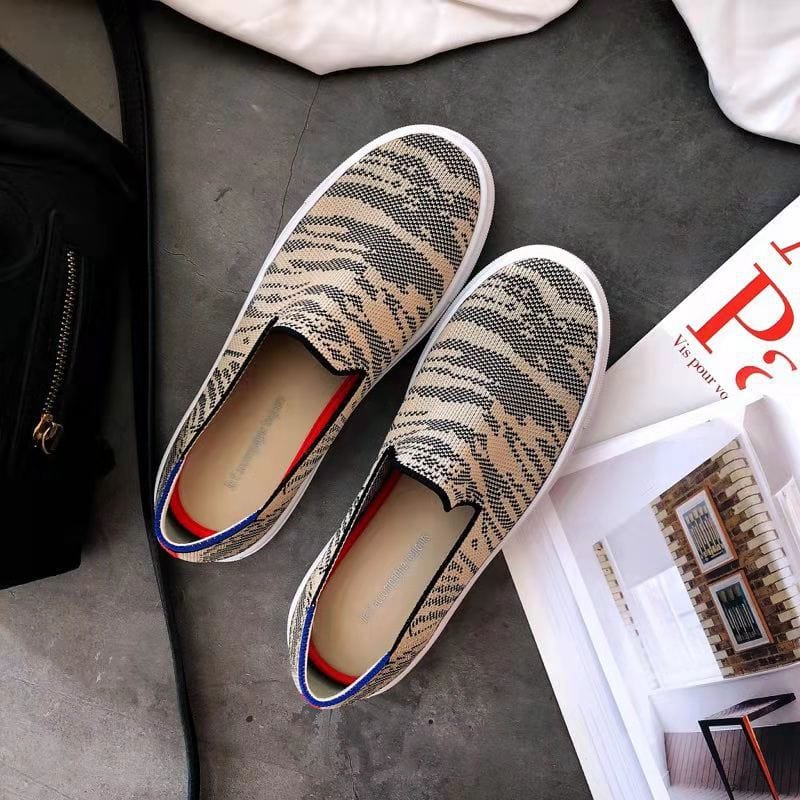 39 / 10 TX Loafers woven women's shoes knitted round toe casual flat shoes