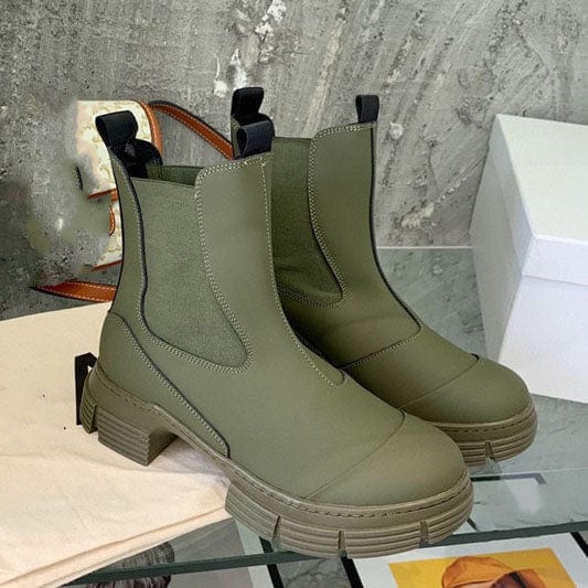 39 / Army green TX Wholesale Martin boots new short boots muffin platform leather Chelsea white chimney boots