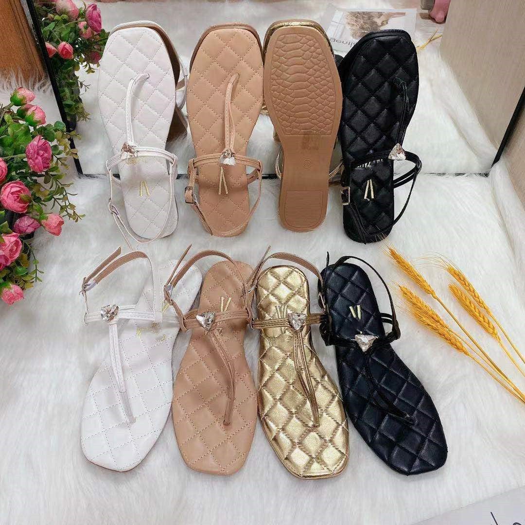 39 / Beige Fashion slipper shoes 2022 han edition hit the amazon in diamond new slippers sandals in the summer female model