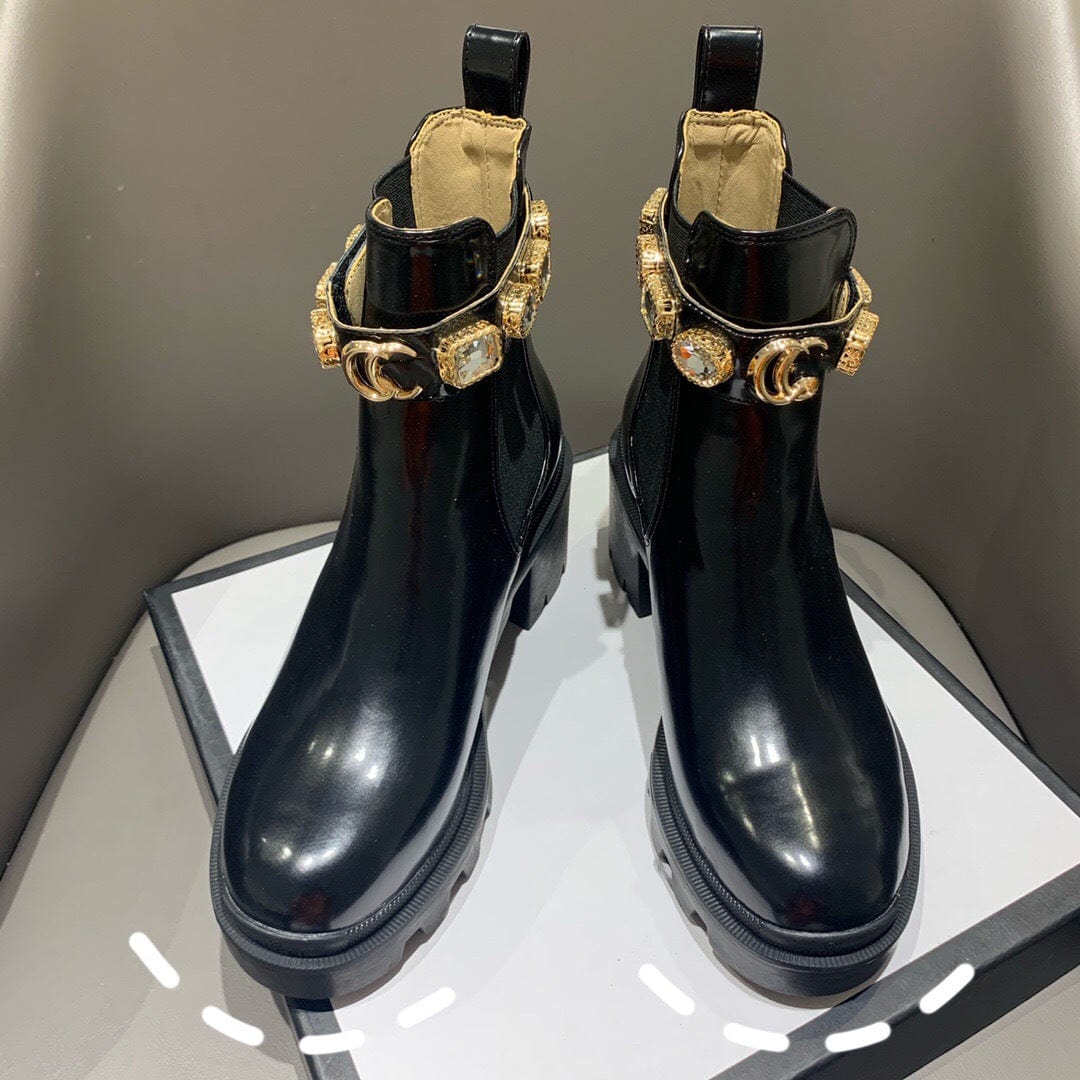 39 / black TX designer Chelsea Martens round - toed platform pearl fashion ankle boots women shoes