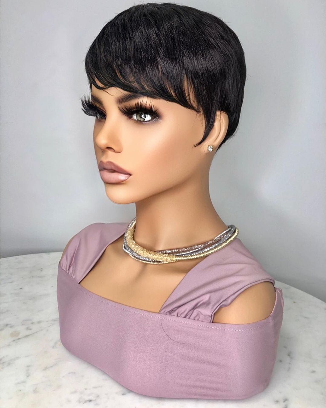 4 Inches / machine wig Vietnam Raw Virgin Cuticle Aligned Hair Bundle Machine Made Pixie Wigs With Bangs Curly Cheap Short Human Hair Wigs For Black