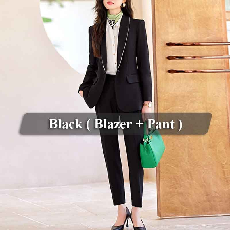 4 XL / 2 Piece Black Pant Suit OEM Wholesale High-quality 2 Piece Set for Women Business Office Lady Work Wear Single Button Clothes Blazer with Trousers