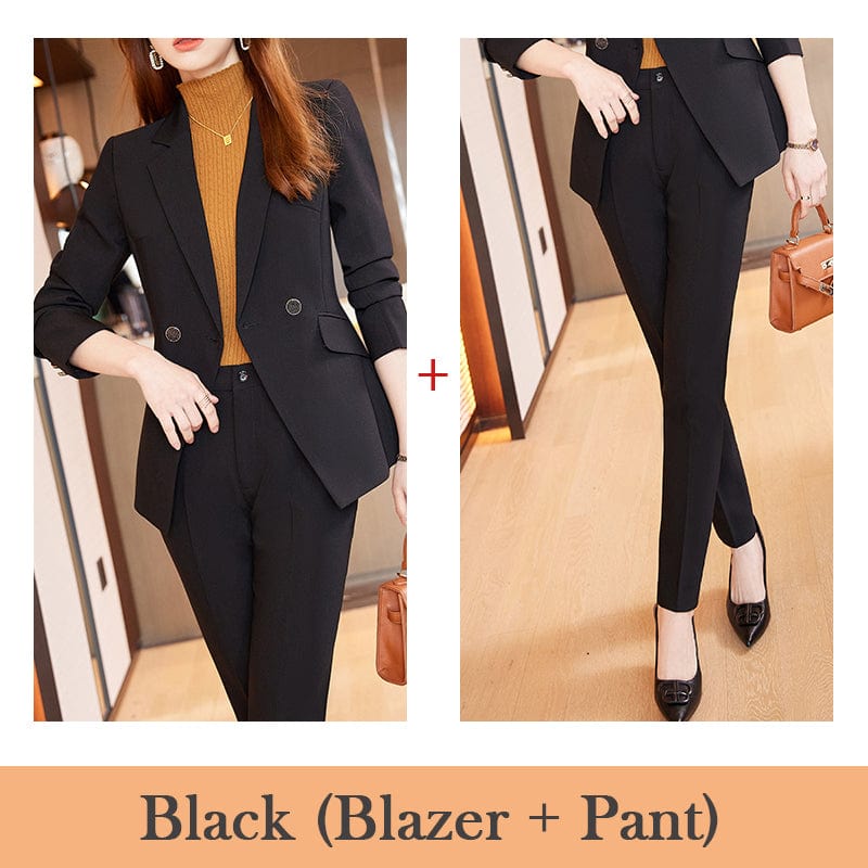 4 XL / 2 Piece Black Pant Suit OEM Wholesale High-quality 2 Piece Suit Set Women Business Office Lady Work Wear Clothes Elegant Blazer and pant Outfit Suits