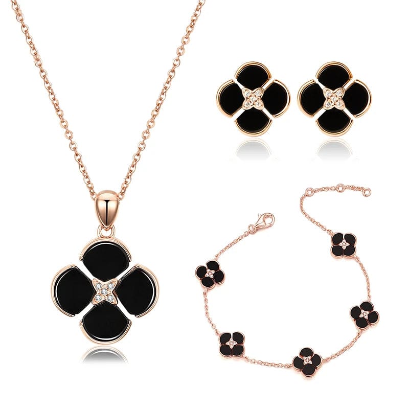 40+3+3cm / Jewelry set OEM&ODM Creative 4 leaf clover Lucky Jewelry 925 Sterling Silver Jewelry set