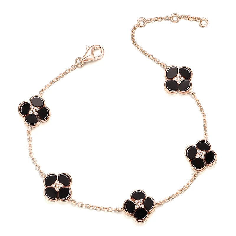 40+3+3cm / Rose Gold Bracelet OEM&ODM Creative 4 leaf clover Lucky Jewelry 925 Sterling Silver Jewelry set