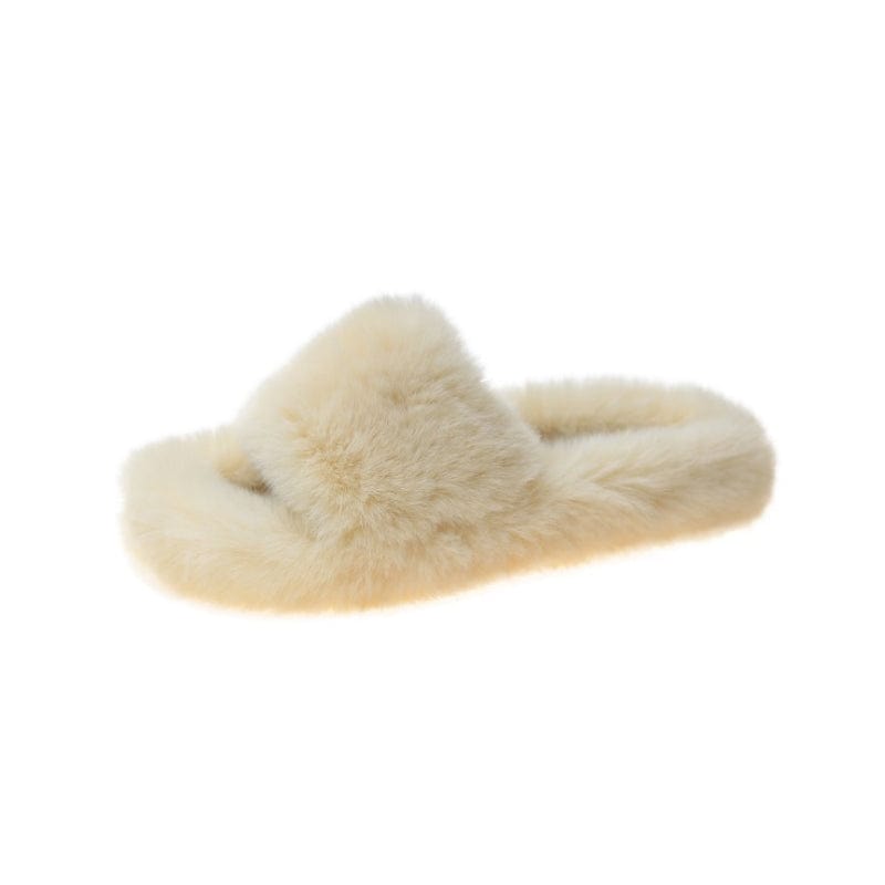 40 / 6 Fuzzy Comfortable slides furry slippers Spa House Slippers for ladies, Cozy Thongs Slip On Flip Flops Women Faux Fur Slipper