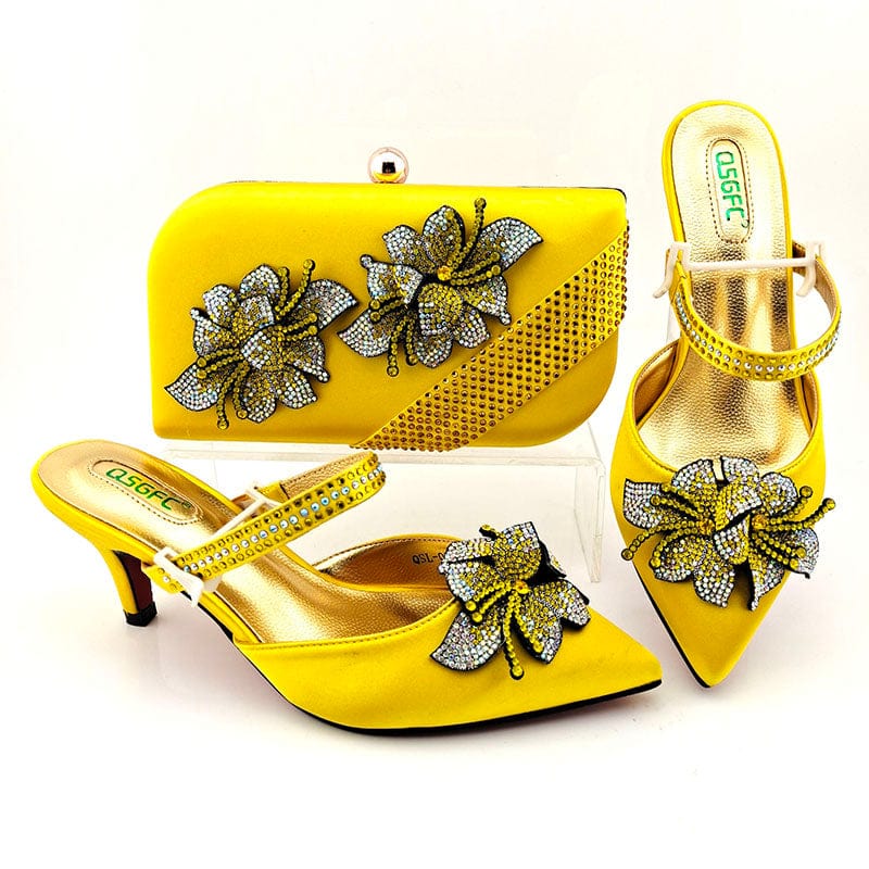 40 / SAB 3183-9 New Style Lady shoes bag set with stones Beautiful Italian shoes to match bag women party shoes set