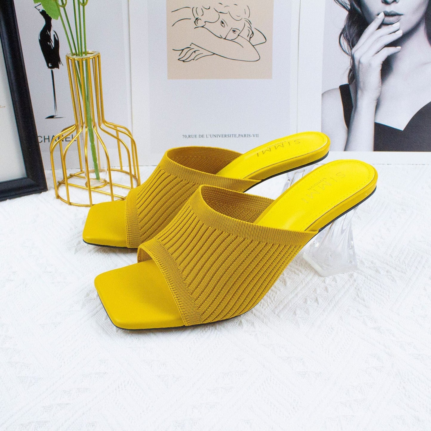 40 / Yellow TX Summer New High Heel Sandals Sexy Ladies Transparent High Heels girl woman sandal