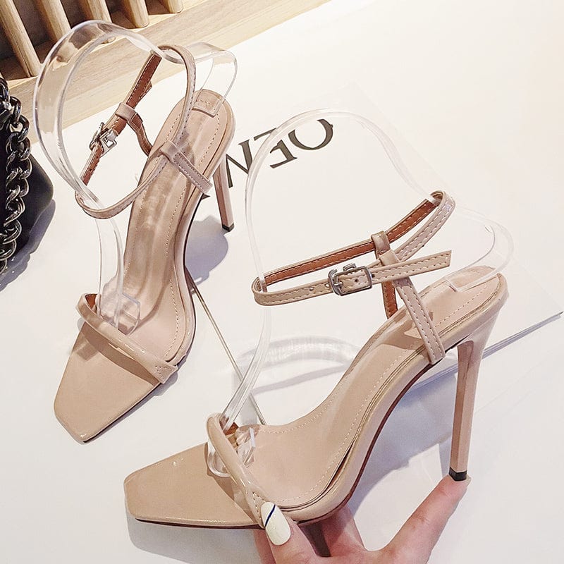 41 / Apricot Summer New Ankle Strap High Heels 2023 Sandals Square head Buckle Strap Party Female Shoes Sandalias mujer 35-41 Women's Shoes