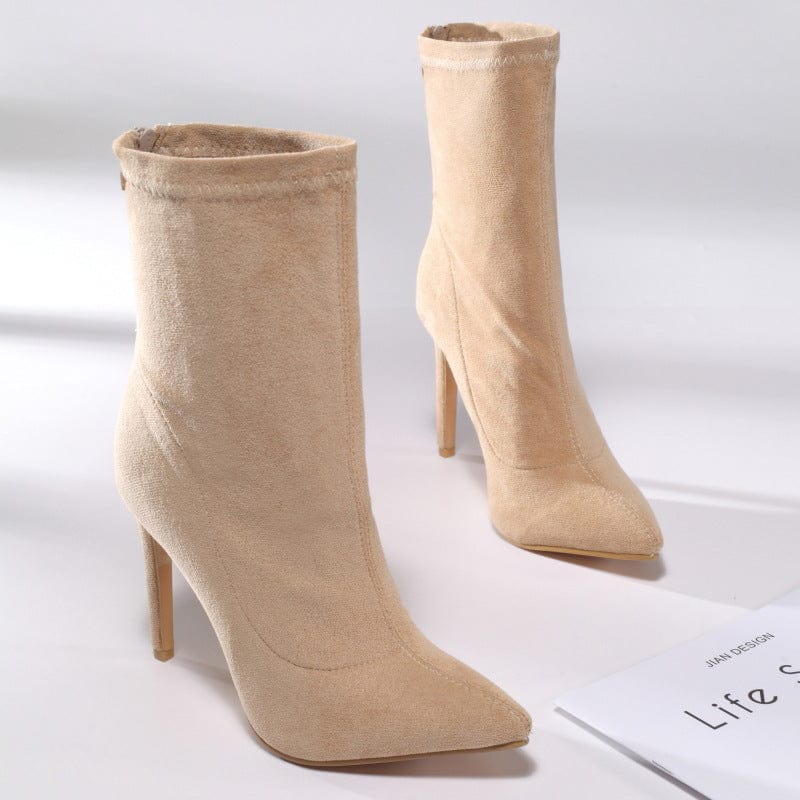 42 / Apricot Dropshipping Factory Wholesale Fashion sexy boot for ladies women zipper up high heel boots