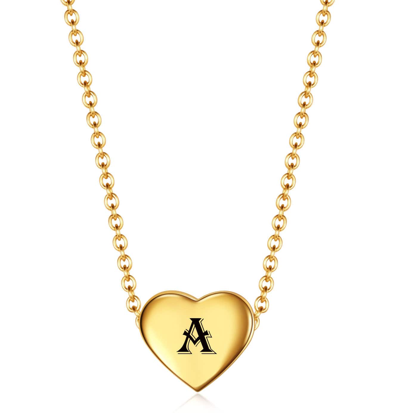 45+5CM / A Personalized simple stainless steel Gold Pendant 26 English letters Necklace titanium steel heart Choker Women Jewelry