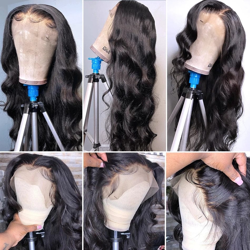 4x4 13x4 Lace Front Wigs Pre plucked Peruvian Wavy Body Wave Human Hair Wigs For Women Remy 30 Inch Lace Closure Wigs