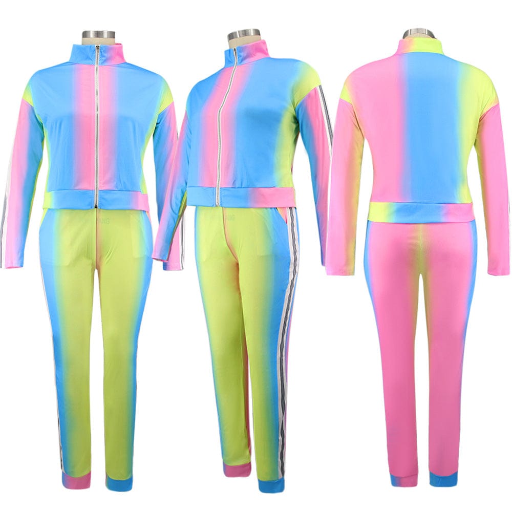 5 XL / 3 LW custom women jogging suits tie dyed printed sport clothing long sleeve 2 piece tracksuit sweatsuits jogger set