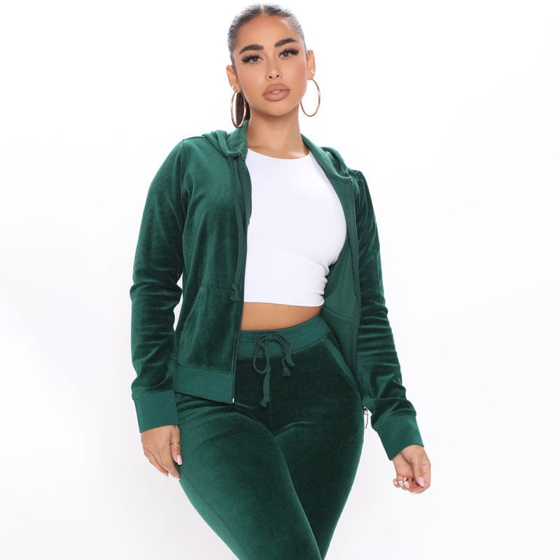 5 XL / MINT Oph002 2022 Wholesale High Quality Ladies New Velvet Hooded Two Piece Plus Size Women's clothing