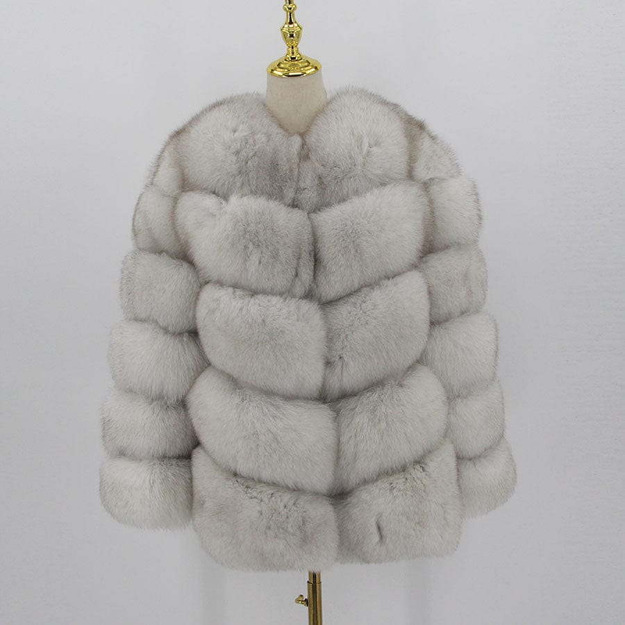 5 XL / natural white QIUCHEN- QC8081 winter women plus size real fox fur coat fluffy thick womens luxury fur jackets