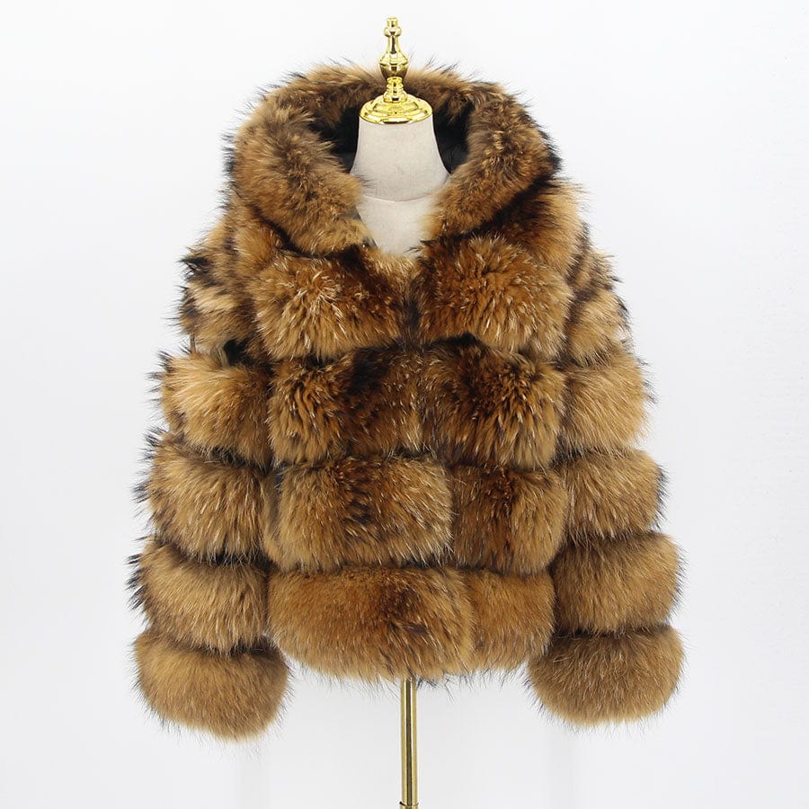 5 XL / raccoon QIUCHEN-QC8143  arrival thick fur coat real fox fur jacket with hood stand collar outfit hoodies plus size coats fo