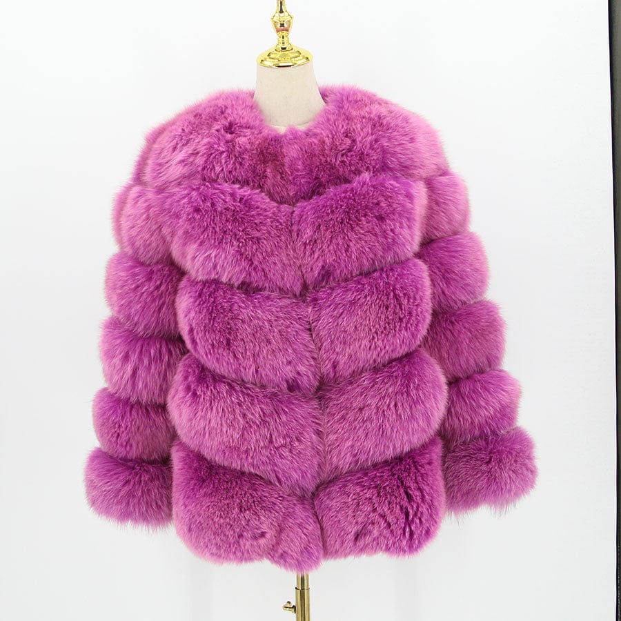 5 XL / rose QIUCHEN- QC8081 winter women plus size real fox fur coat fluffy thick womens luxury fur jackets