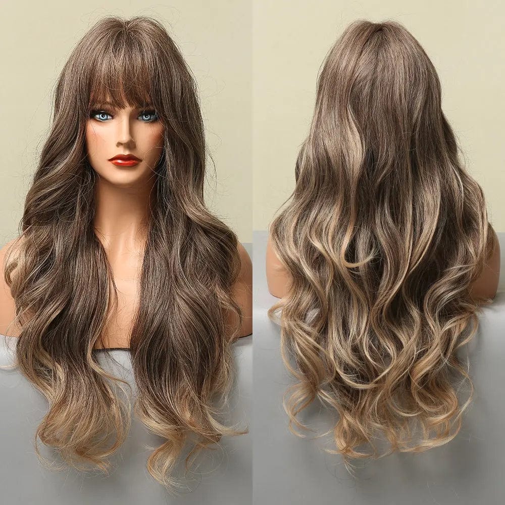 5046 Synthetic Wig Long Wavy Purple To Ash Wigs