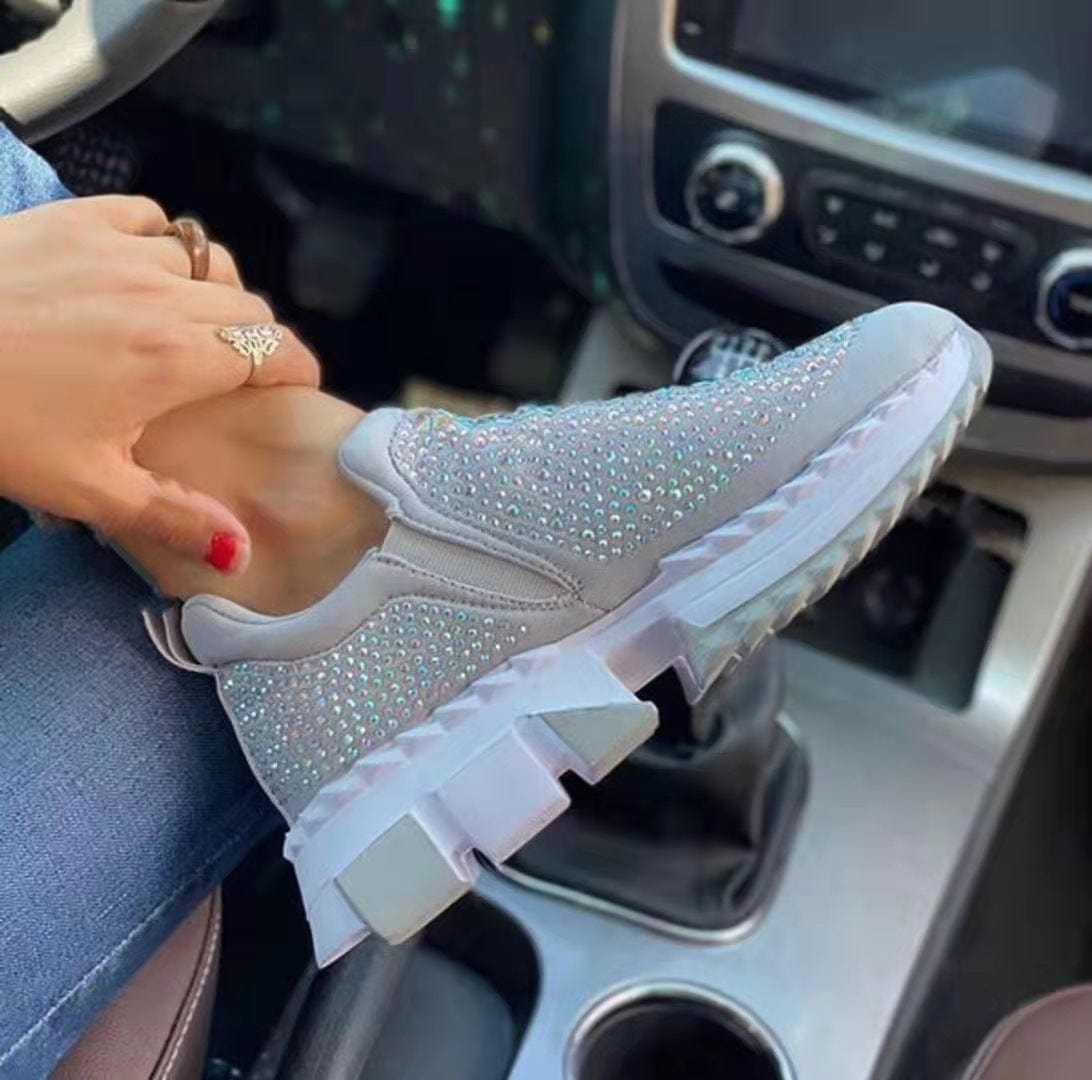 6(36) / Grey LESLIDES High quality Ladies Shiny Patent Leather Glitter Fashion Sneakers Women Chaussures Femme Women Platform Sneakers