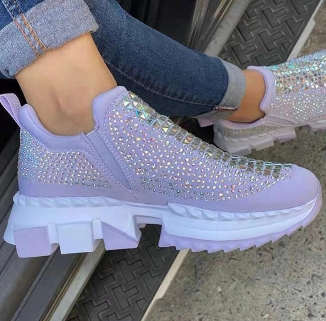 6(36) / Purple LESLIDES High quality Ladies Shiny Patent Leather Glitter Fashion Sneakers Women Chaussures Femme Women Platform Sneakers